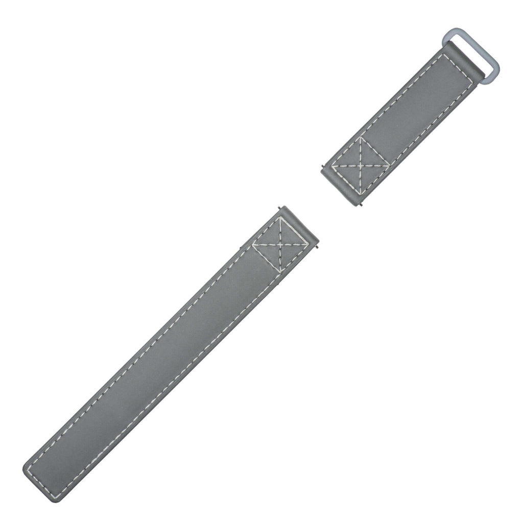 Grey Velcro® Watch Band Ecru Stitches 20mm - Velco® watch bands- Milano Straps