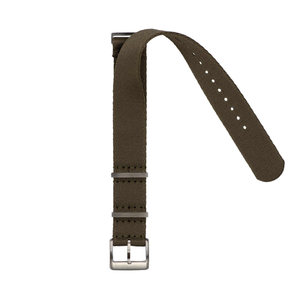 Eco-Friendly  Nylon Military  Watch Strap -  Dark Green - Dark Green Stitches - Recycled NATO straps- Milano Straps