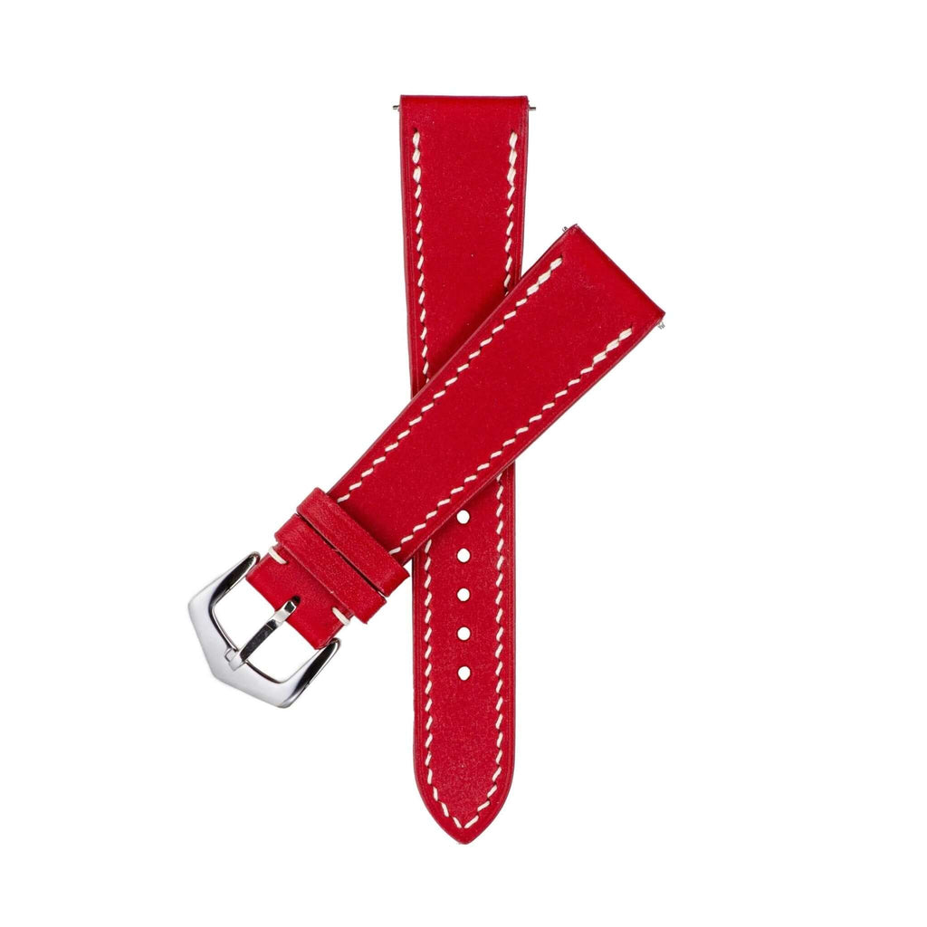 Red Barenia Leather Watch Strap - Leather strap- Milano Straps